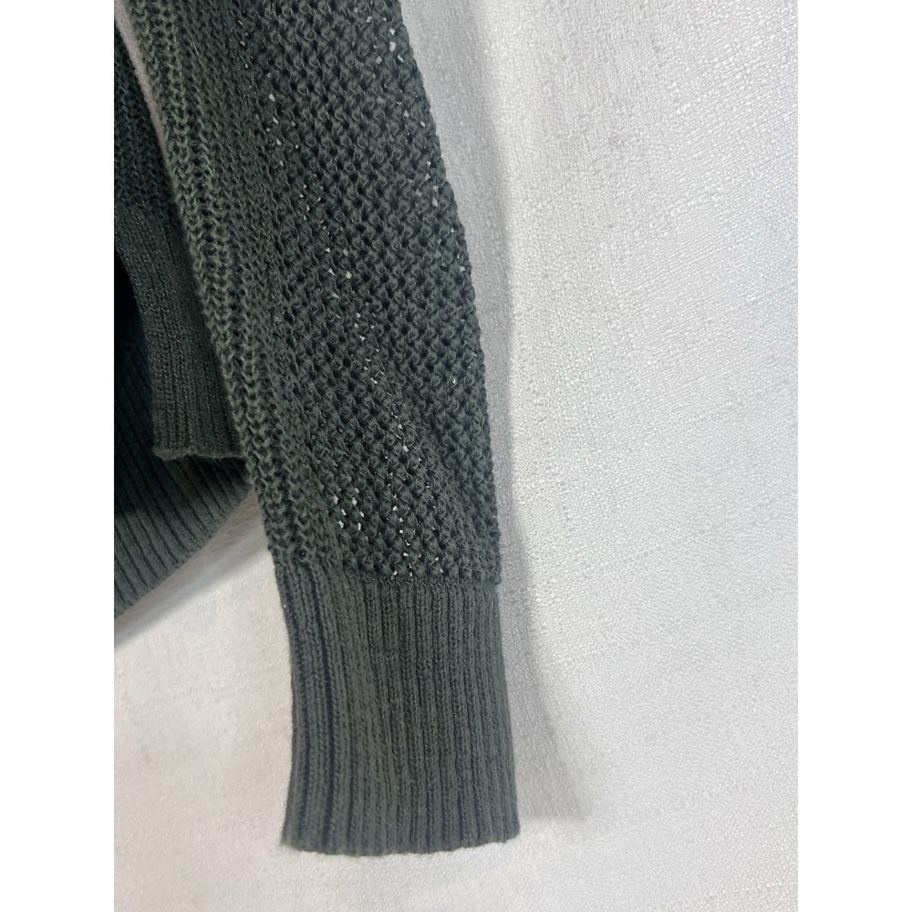 Women's Size Medium Athleta Pullover Sweater Dark Green Open Knit Long Sleeve - Picture 3 of 8